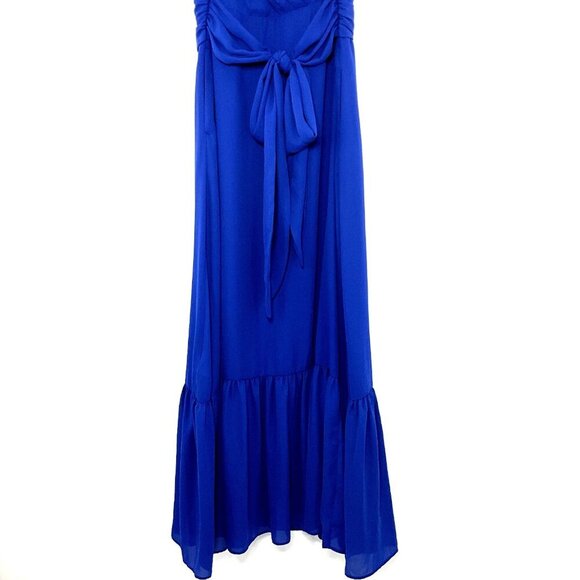Tommy Bahama Dress Women 4‎ Blue Tiered V-Neckline Tie Lined Back Cutout Maxi - Picture 7 of 13